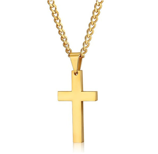 Titanium Cross Necklace Pendant With Stainless Steel Chain