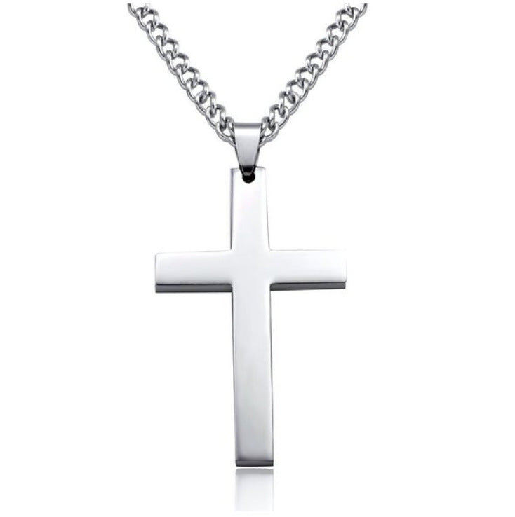 Titanium Cross Necklace Pendant With Stainless Steel Chain