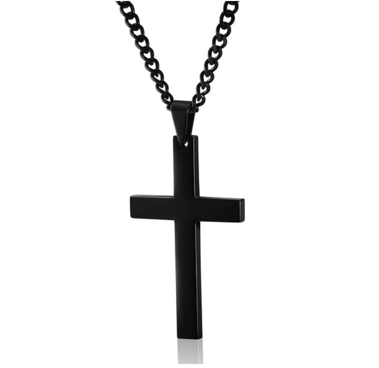 Titanium Cross Necklace Pendant With Stainless Steel Chain