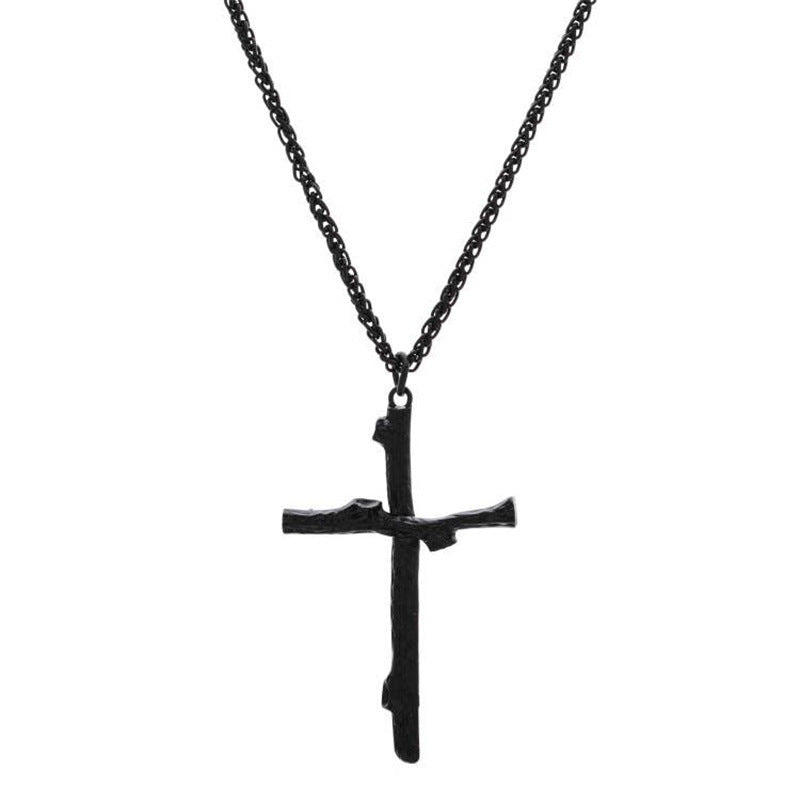 Jesus Wood Grain Cross Necklace