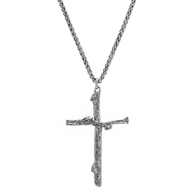 Jesus Wood Grain Cross Necklace