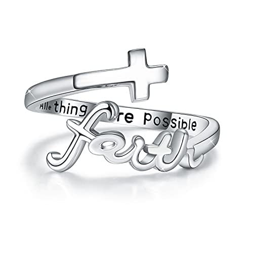 Cross Rings Sterling Silver Faith Adjustable Rings Open Ring