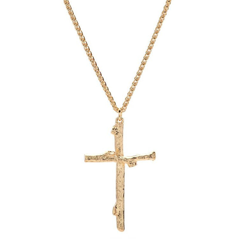 Jesus Wood Grain Cross Necklace